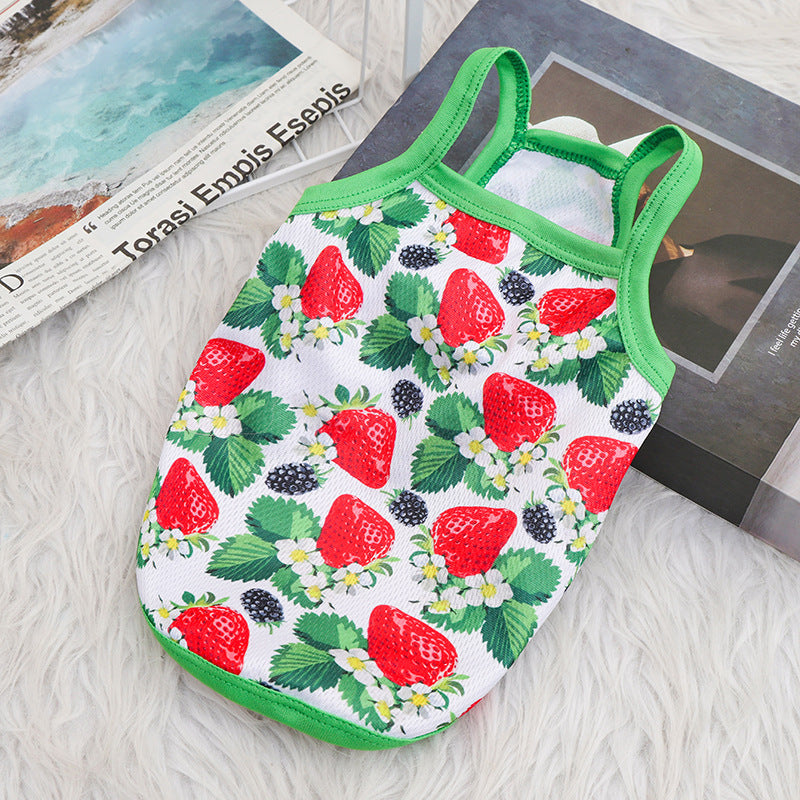 KFX-6954173 Breathable Outdoor Dog Sling Vest in Avocado, Strawberry, and Tropical Fruit – XS to XL Sizes Available