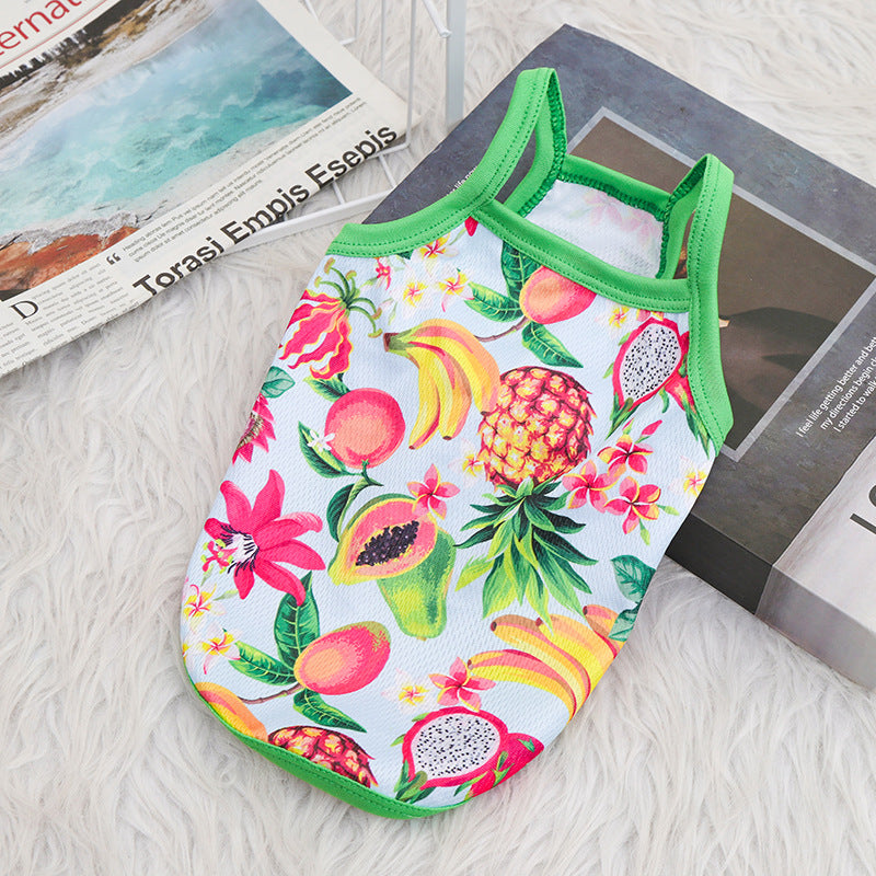 KFX-6954173 Breathable Outdoor Dog Sling Vest in Avocado, Strawberry, and Tropical Fruit – XS to XL Sizes Available