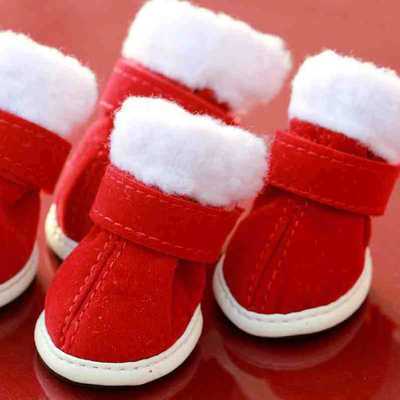 KFX-6954429 Christmas-Themed Cotton Shoes for Pets