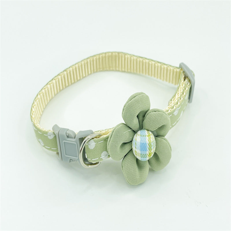 KFX-6955581 Colorful Polka Dot Flower Collar for Pets - Adjustable 19-32cm, Soft Cloth Design