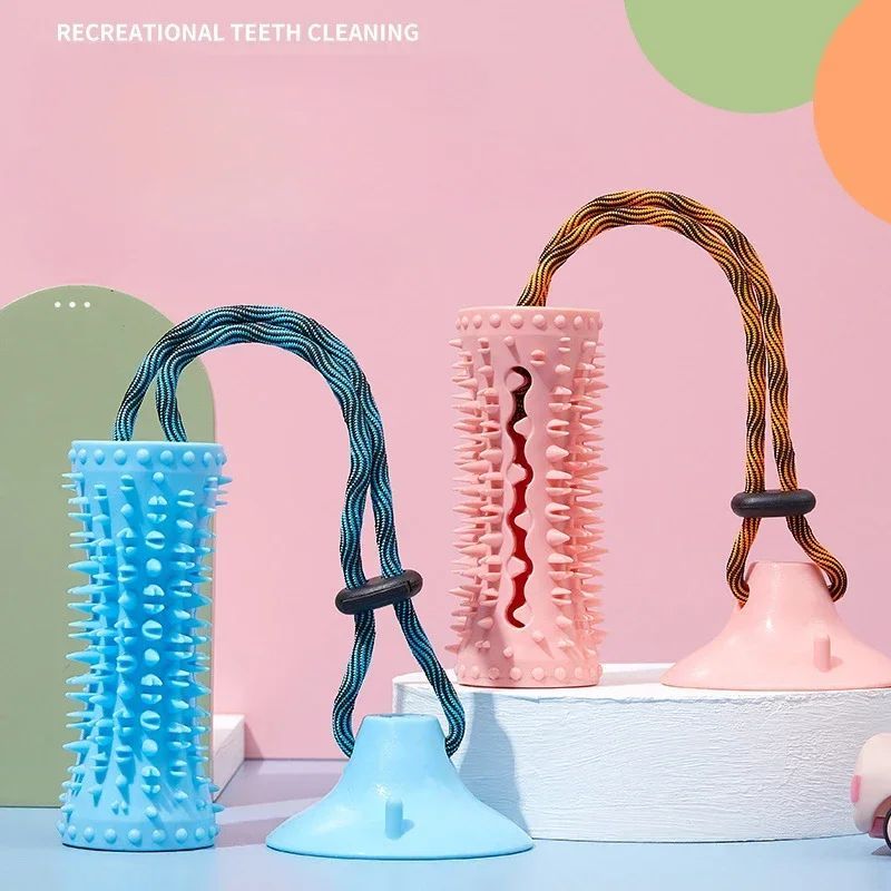 KFX-6956221 Suction Cup Interactive Dog Chew Ball Toy with Food Dispenser for Aggressive Chewers