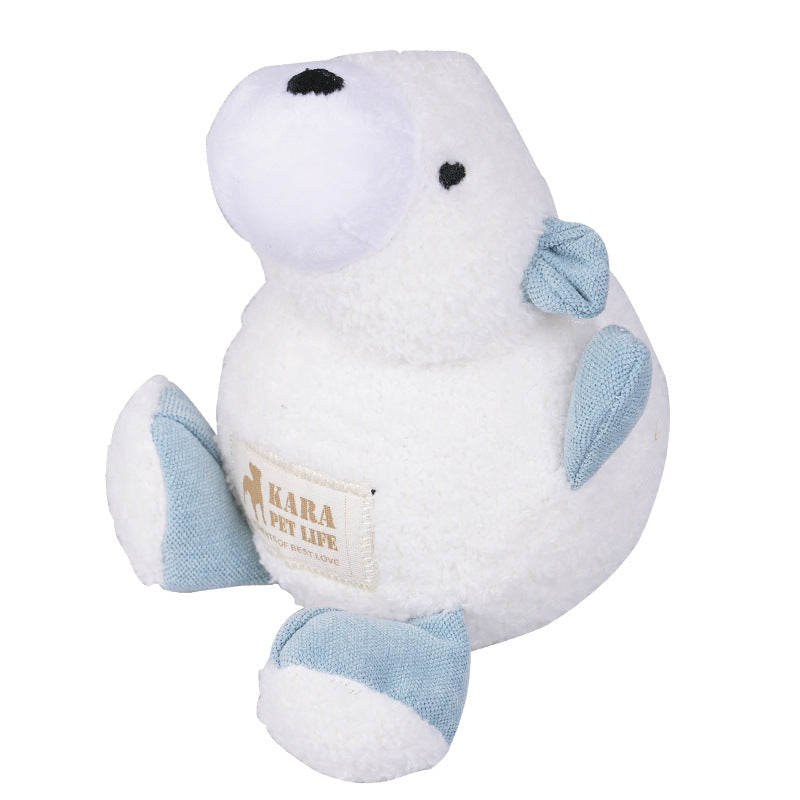 KFX-6958397 Plush Bite-Resistant Dog Toy - Pink Rabbit, Pig, Blue Bear - Soft Cloud Velvet & Cotton Fill