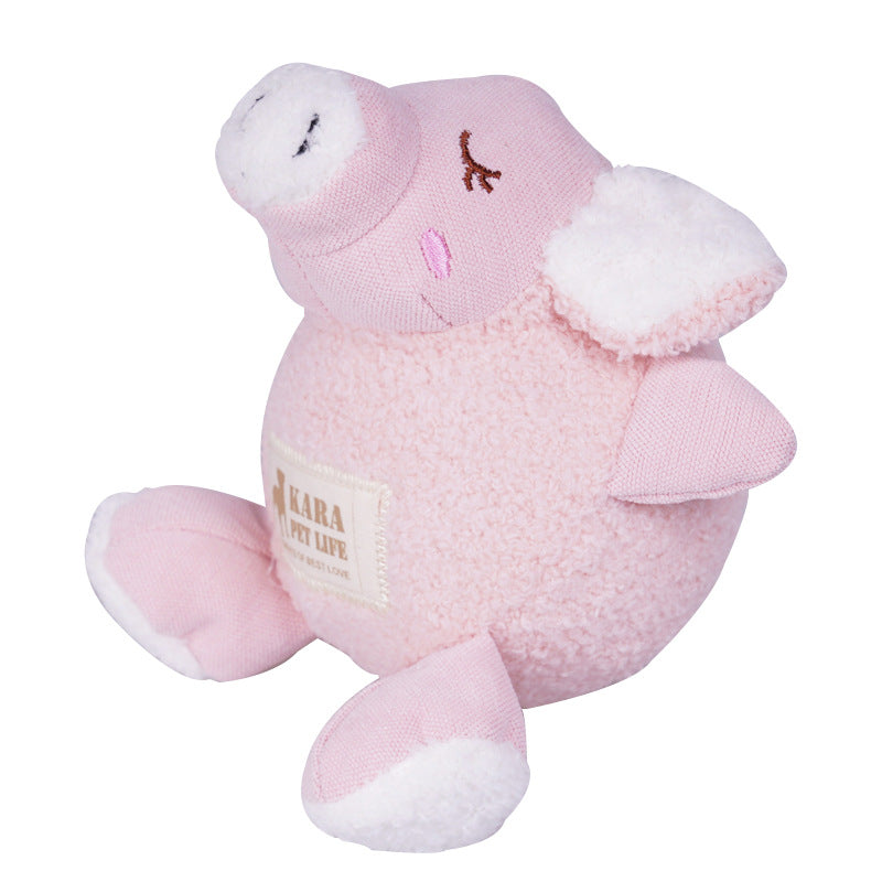 KFX-6958397 Plush Bite-Resistant Dog Toy - Pink Rabbit, Pig, Blue Bear - Soft Cloud Velvet & Cotton Fill