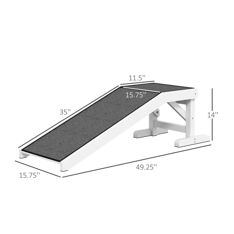 KFX-6959037 Pet Ramp for Dogs and Cats with Non-Slip Carpet Surface, White Pine Wood, Suitable for Limited Mobility Pets