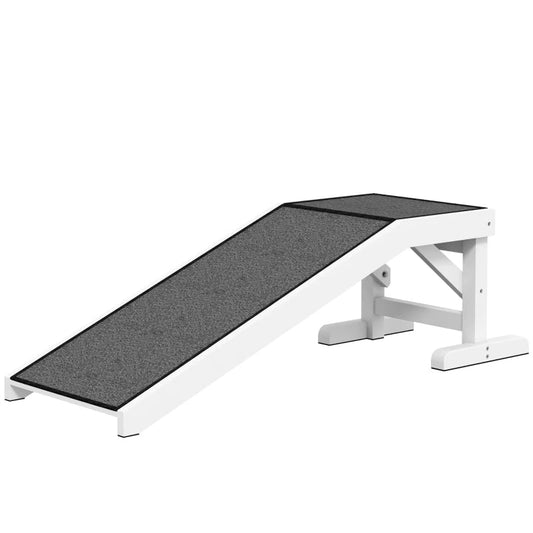 KFX-6959037 Pet Ramp for Dogs and Cats with Non-Slip Carpet Surface, White Pine Wood, Suitable for Limited Mobility Pets