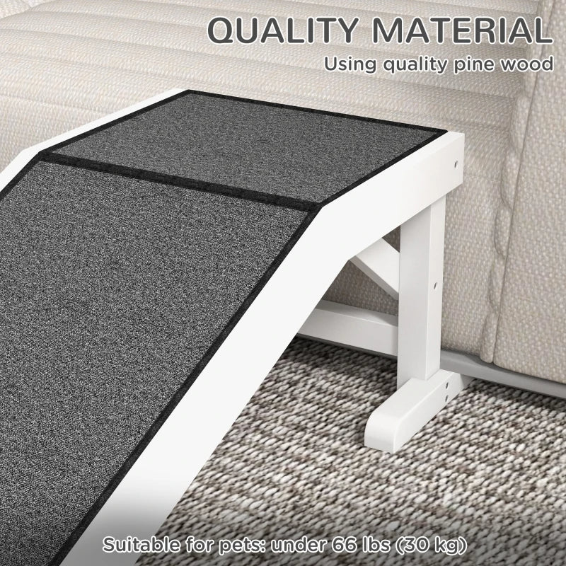 KFX-6959037 Pet Ramp for Dogs and Cats with Non-Slip Carpet Surface, White Pine Wood, Suitable for Limited Mobility Pets