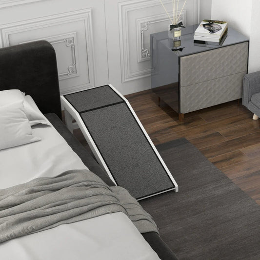 KFX-6959037 Pet Ramp for Dogs and Cats with Non-Slip Carpet Surface, White Pine Wood, Suitable for Limited Mobility Pets