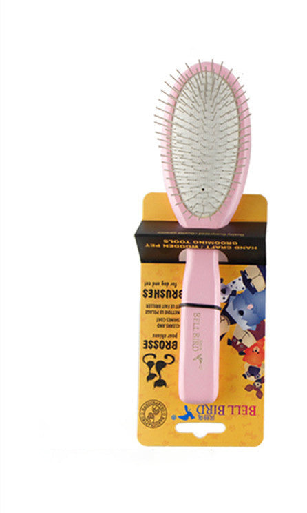 KFX-6959165 Long Haired Pet Grooming Comb - Solid Wood Handle with Stainless Steel Pins