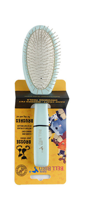 KFX-6959165 Long Haired Pet Grooming Comb - Solid Wood Handle with Stainless Steel Pins