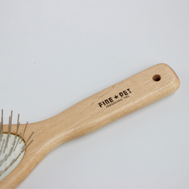 KFX-6959165 Long Haired Pet Grooming Comb - Solid Wood Handle with Stainless Steel Pins