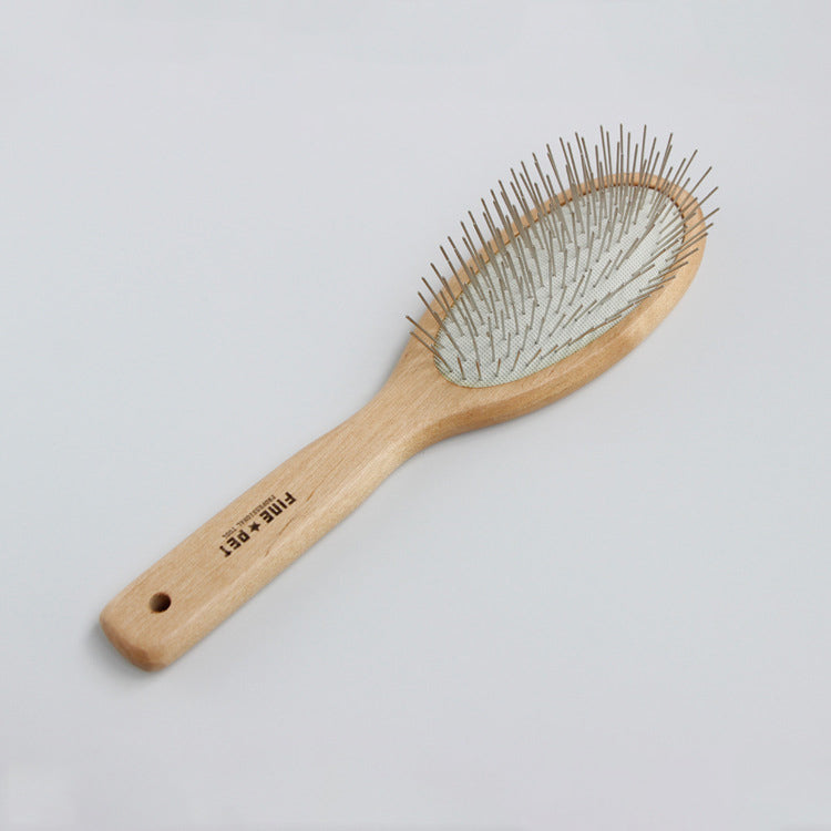 KFX-6959165 Long Haired Pet Grooming Comb - Solid Wood Handle with Stainless Steel Pins