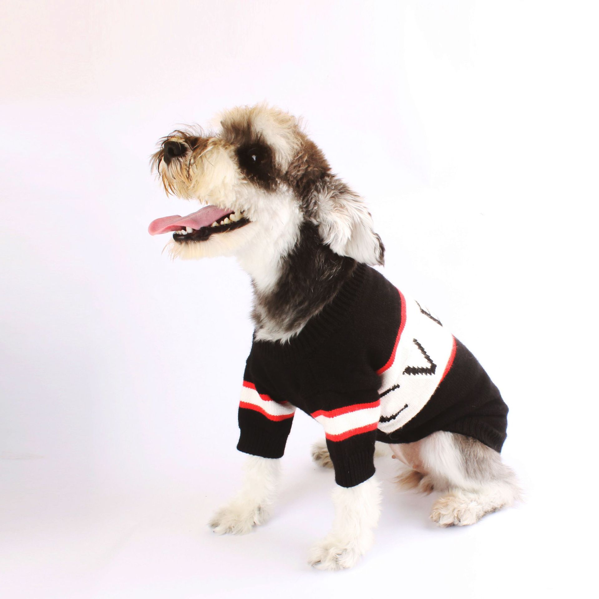 KFX-6961341 Cozy Wool Letter Sweater for Pets - Black, Sizes S to XXL