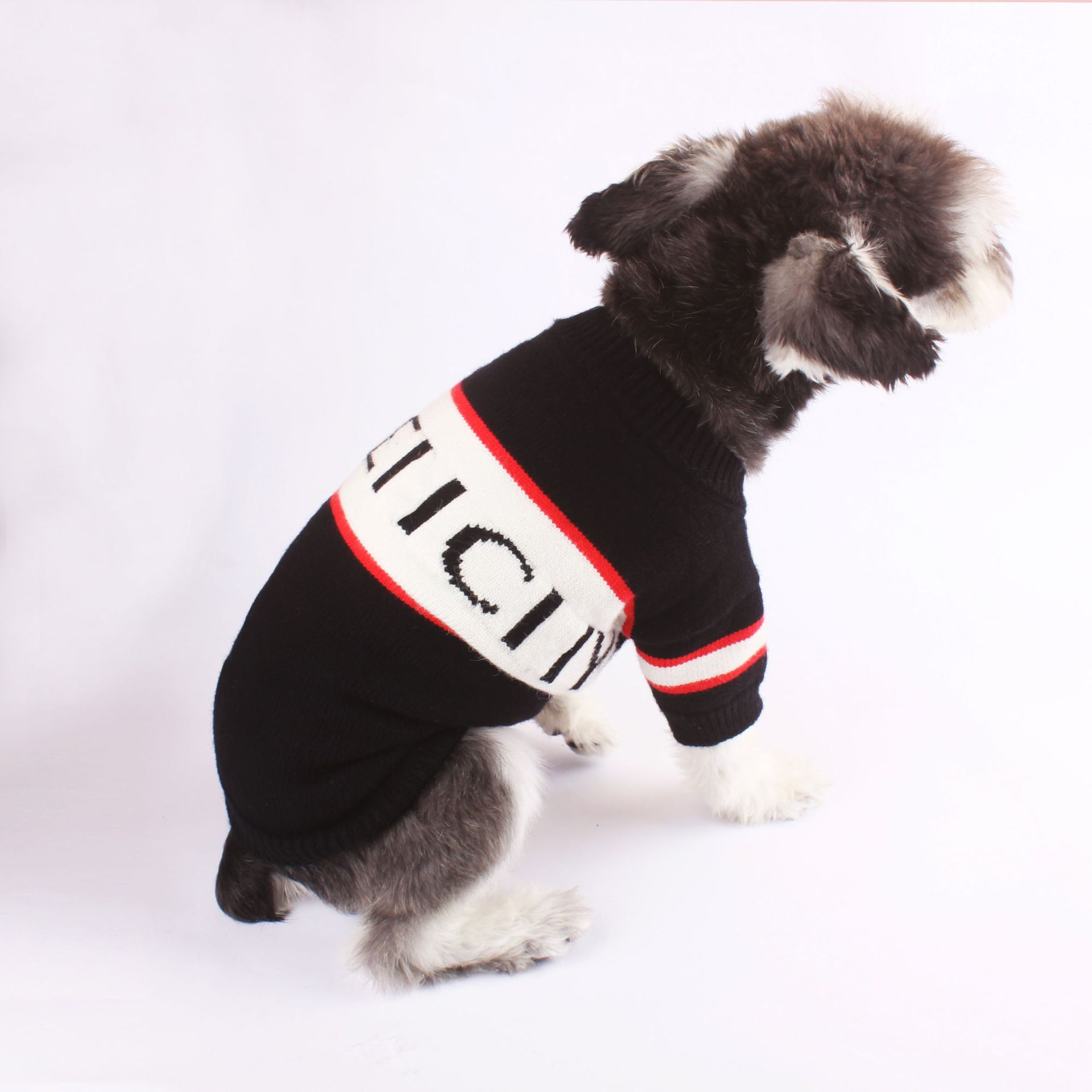 KFX-6961341 Cozy Wool Letter Sweater for Pets - Black, Sizes S to XXL