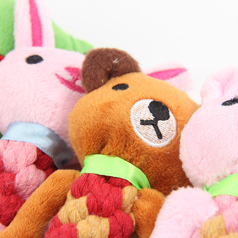 KFX-6964157 Plush Dog Molar Toy with Sound – Soft Cotton-Filled Animal Shapes