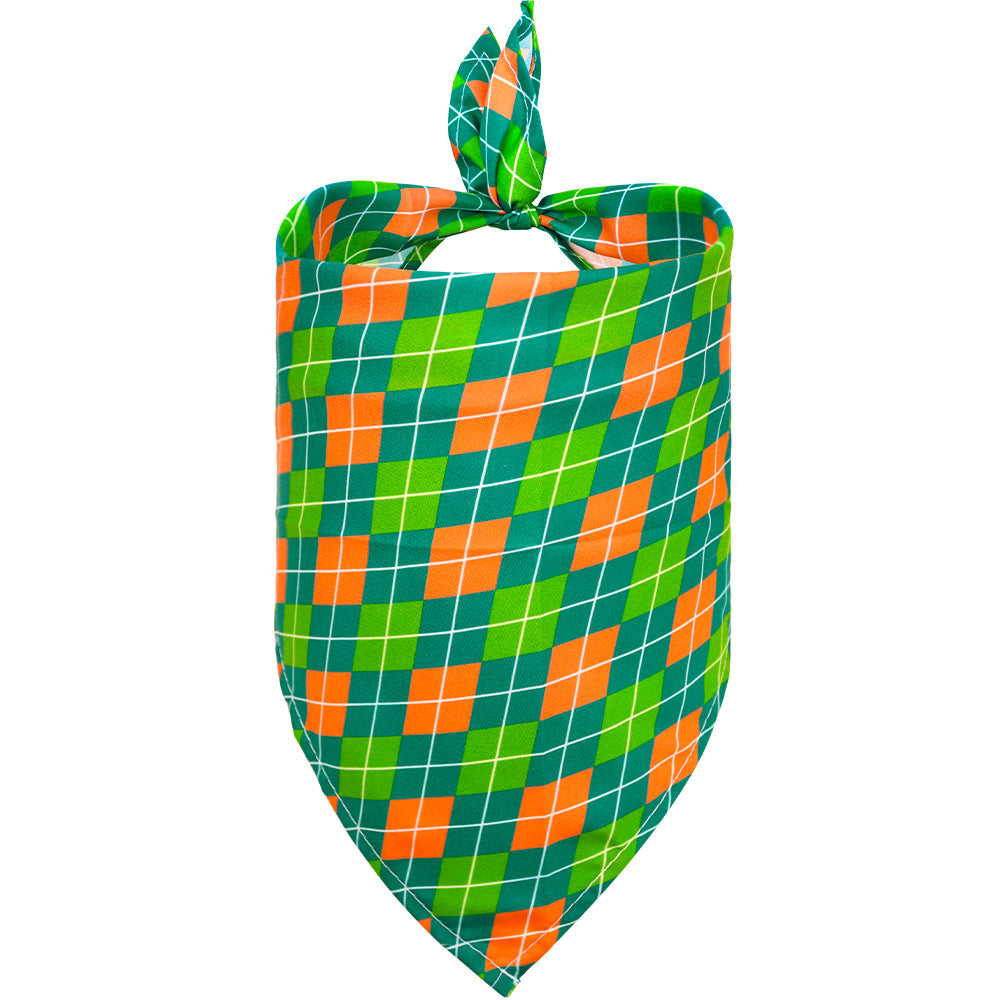 KFX-6965693 Lucky Clover Triangle Dog Scarf for Pets - Stylish Polyester Accessory in Various Patterns and Sizes