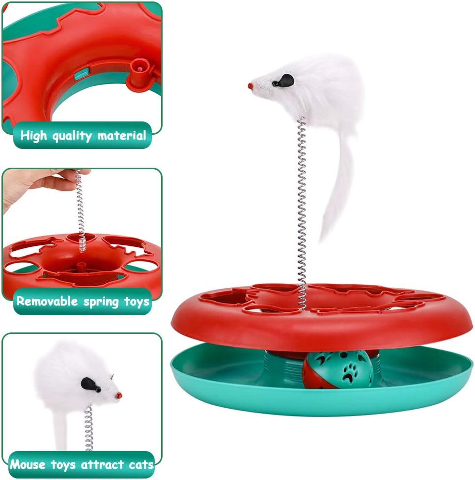 KFX-6966589 Interactive Cat Toy Tower with Tracks, Teaser Mouse, and Exercise Balls for Indoor Cats