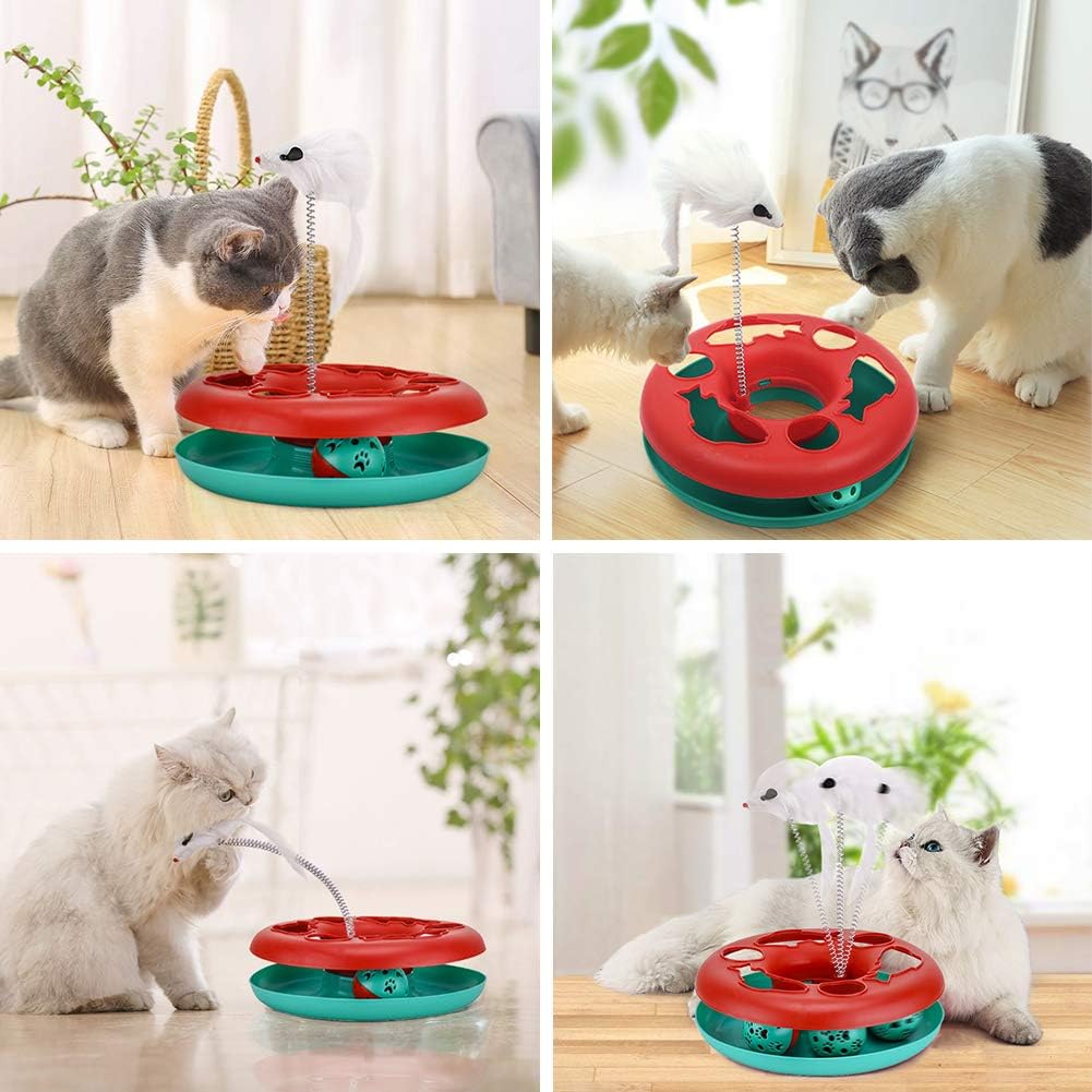 KFX-6966589 Interactive Cat Toy Tower with Tracks, Teaser Mouse, and Exercise Balls for Indoor Cats