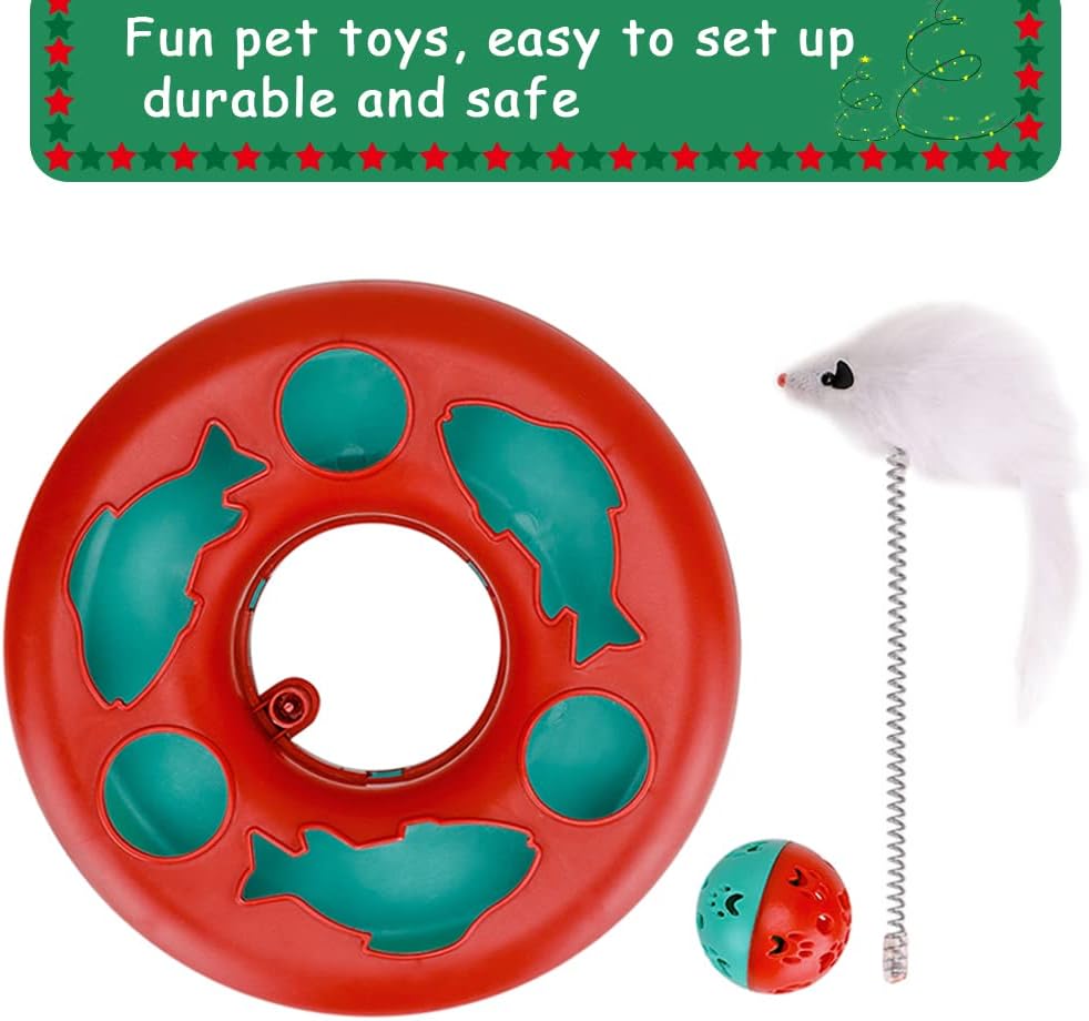 KFX-6966589 Interactive Cat Toy Tower with Tracks, Teaser Mouse, and Exercise Balls for Indoor Cats