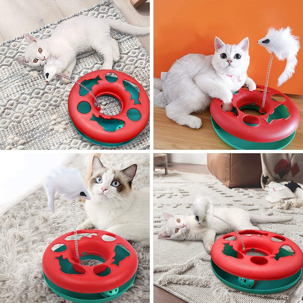 KFX-6966589 Interactive Cat Toy Tower with Tracks, Teaser Mouse, and Exercise Balls for Indoor Cats