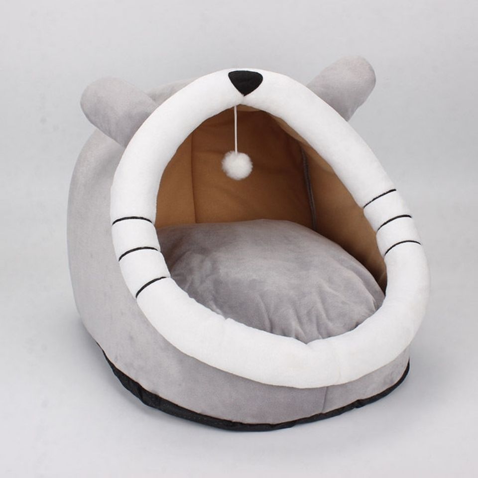 KFX-6967357 Cozy Semi-Enclosed Cat Villa - Soft Sponge Nest in Multiple Sizes