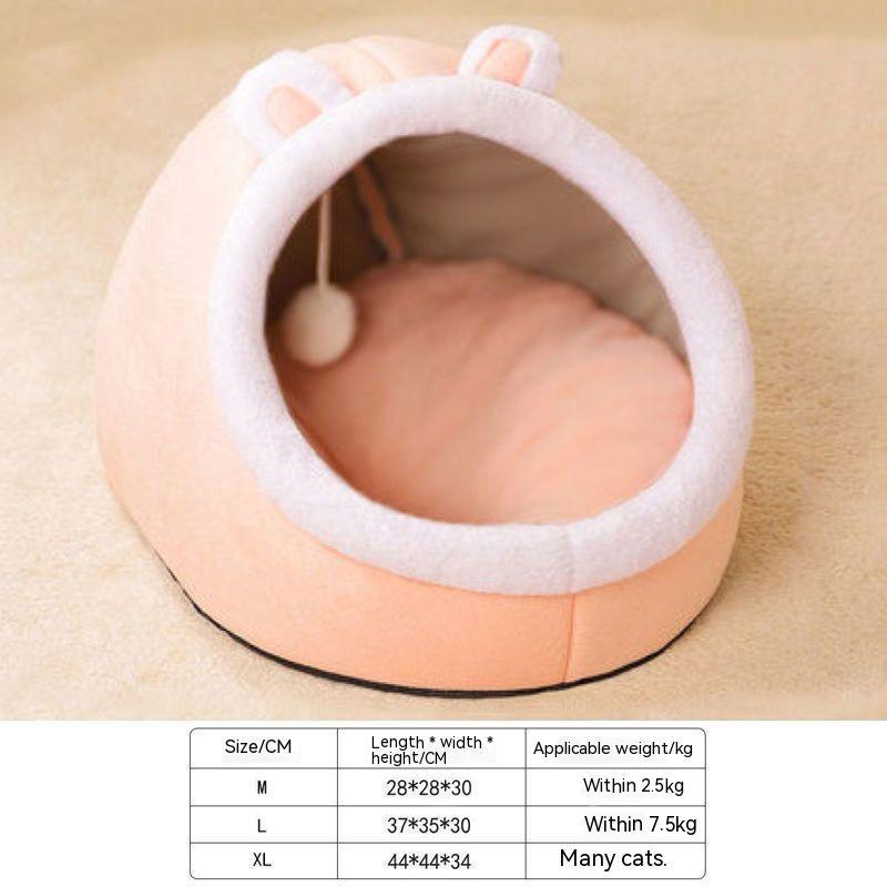 KFX-6967357 Cozy Semi-Enclosed Cat Villa - Soft Sponge Nest in Multiple Sizes