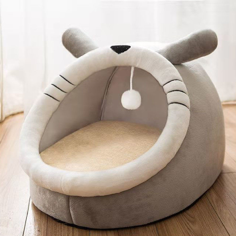 KFX-6967357 Cozy Semi-Enclosed Cat Villa - Soft Sponge Nest in Multiple Sizes