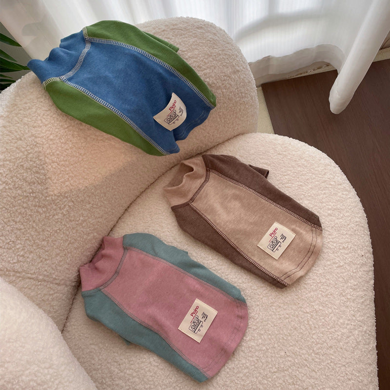KFX-6968765 Contrast Color Sleeve Cotton Base Layer Shirt for Pets