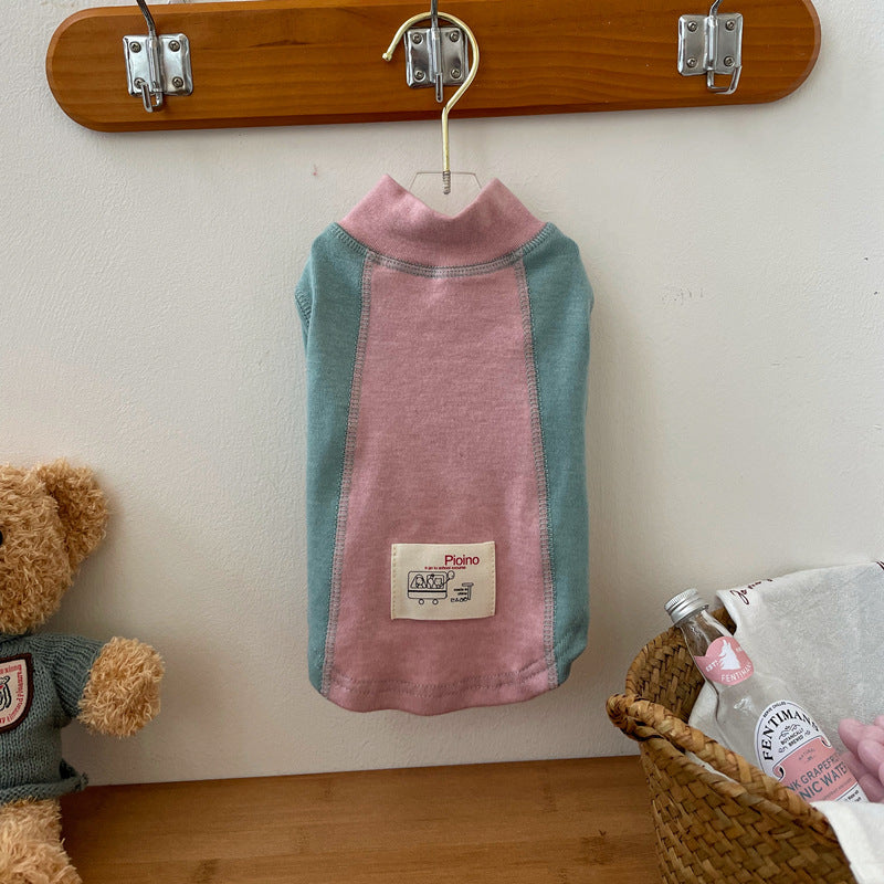KFX-6968765 Contrast Color Sleeve Cotton Base Layer Shirt for Pets