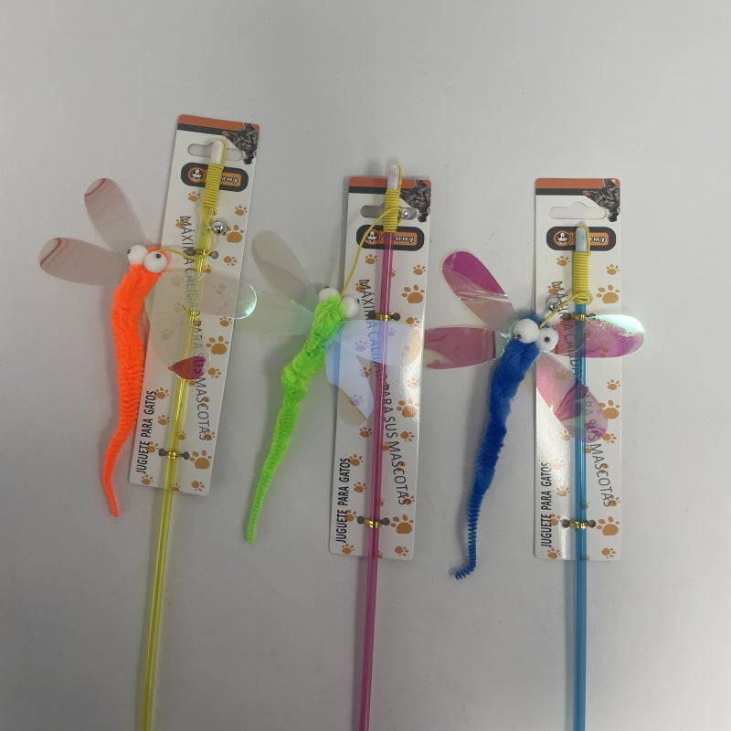 KFX-6969917 Interactive Cat Teaser Stick with Dragonfly Toy