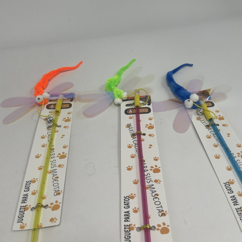 KFX-6969917 Interactive Cat Teaser Stick with Dragonfly Toy