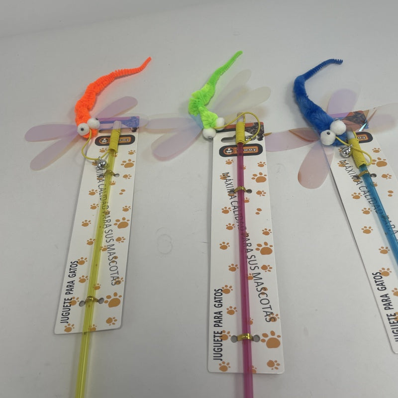 KFX-6969917 Interactive Cat Teaser Stick with Dragonfly Toy