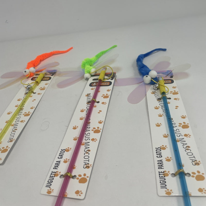 KFX-6969917 Interactive Cat Teaser Stick with Dragonfly Toy