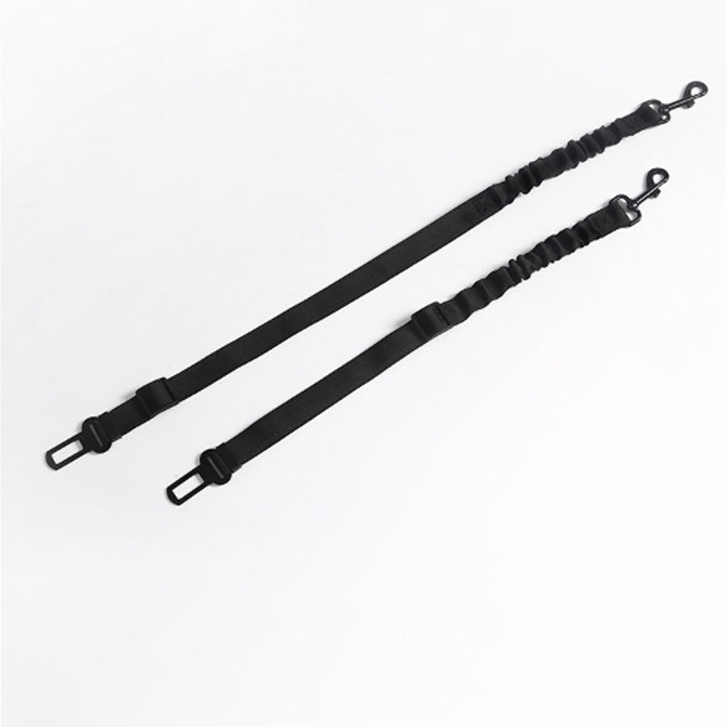 KFX-6971709 Elastic Retractable Seat Belt for Pets in Vehicles, Adjustable 53-74cm, Nylon Belt with Metal Buckle, Black