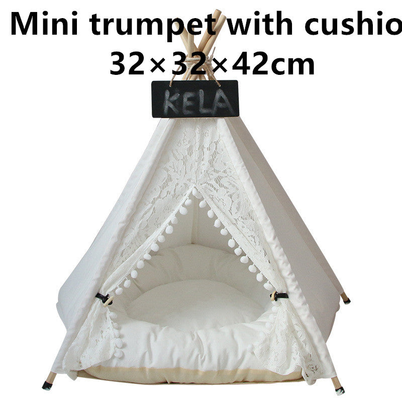 KFX-6973885 Cozy Canvas Pet Tent with Removable Cushion for Small and Medium Dogs