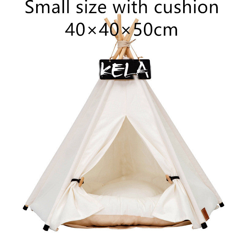 KFX-6973885 Cozy Canvas Pet Tent with Removable Cushion for Small and Medium Dogs