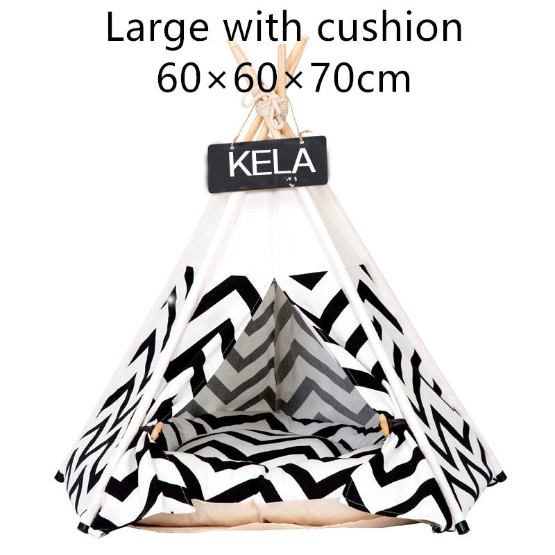 KFX-6973885 Cozy Canvas Pet Tent with Removable Cushion for Small and Medium Dogs