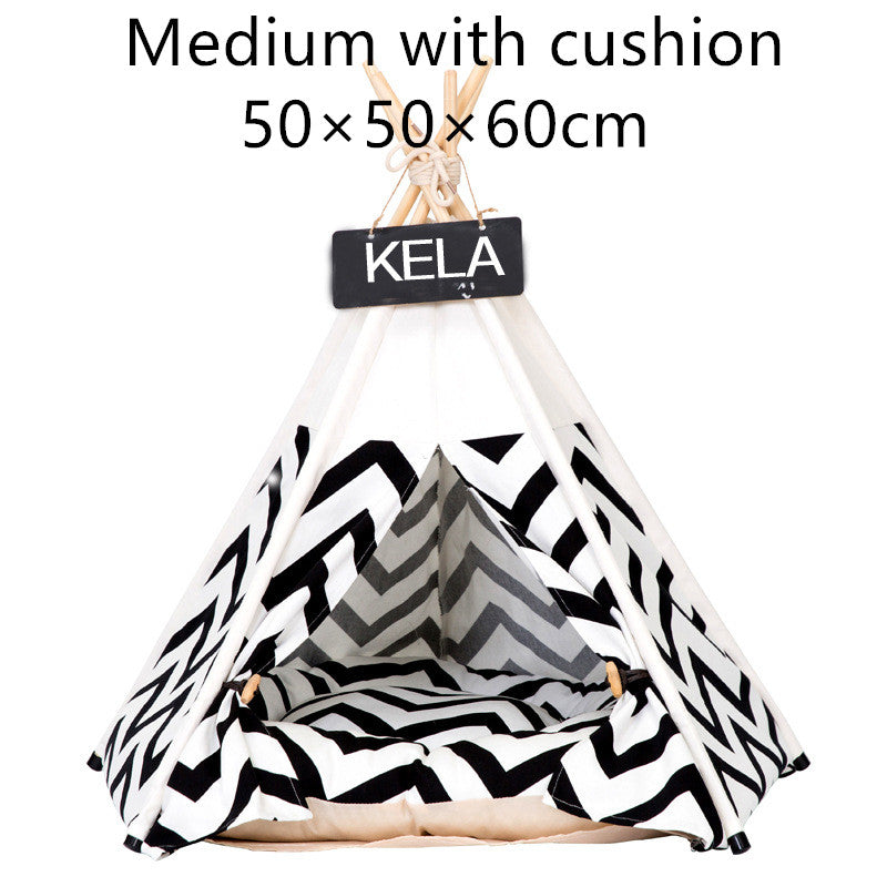 KFX-6973885 Cozy Canvas Pet Tent with Removable Cushion for Small and Medium Dogs