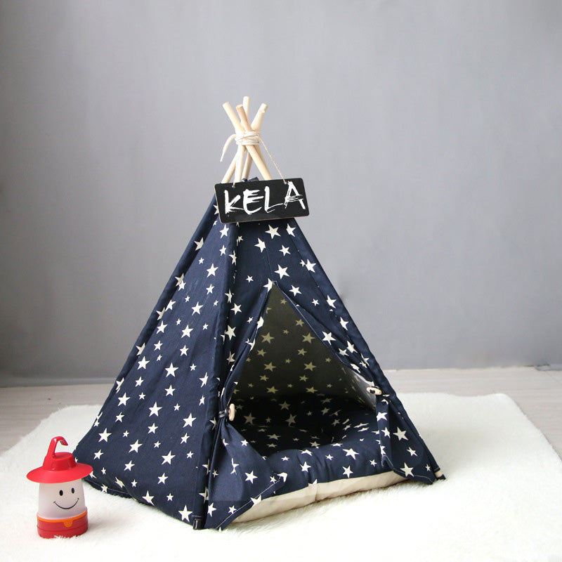 KFX-6973885 Cozy Canvas Pet Tent with Removable Cushion for Small and Medium Dogs