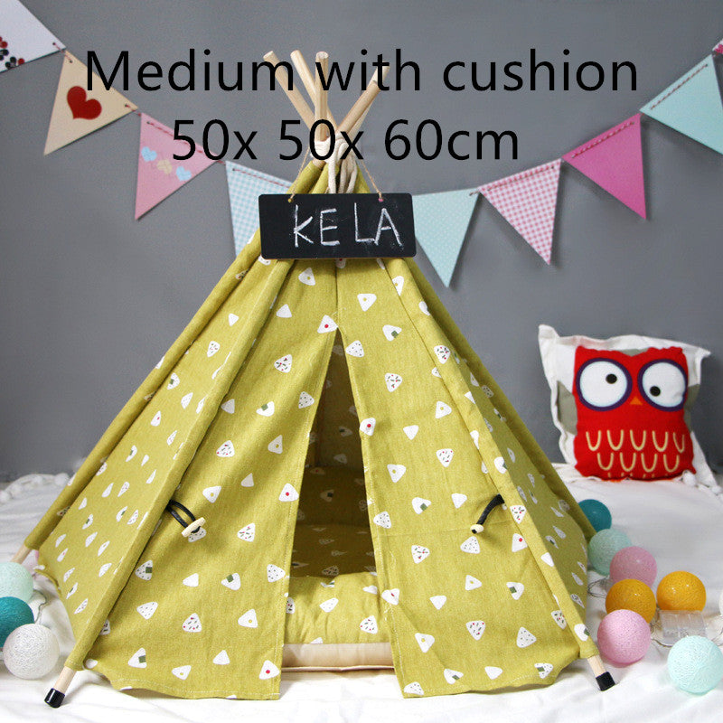 KFX-6973885 Cozy Canvas Pet Tent with Removable Cushion for Small and Medium Dogs