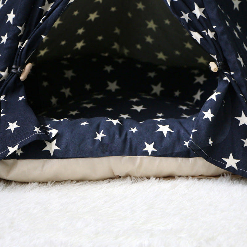 KFX-6973885 Cozy Canvas Pet Tent with Removable Cushion for Small and Medium Dogs