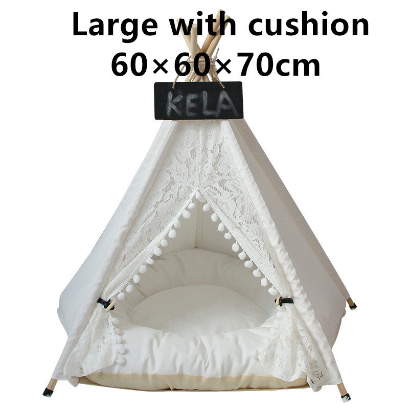 KFX-6973885 Cozy Canvas Pet Tent with Removable Cushion for Small and Medium Dogs