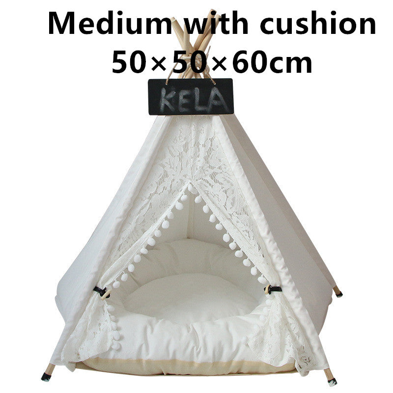 KFX-6973885 Cozy Canvas Pet Tent with Removable Cushion for Small and Medium Dogs