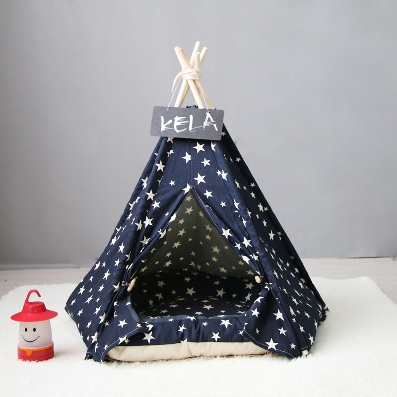 KFX-6973885 Cozy Canvas Pet Tent with Removable Cushion for Small and Medium Dogs