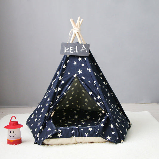 KFX-6973885 Cozy Canvas Pet Tent with Removable Cushion for Small and Medium Dogs