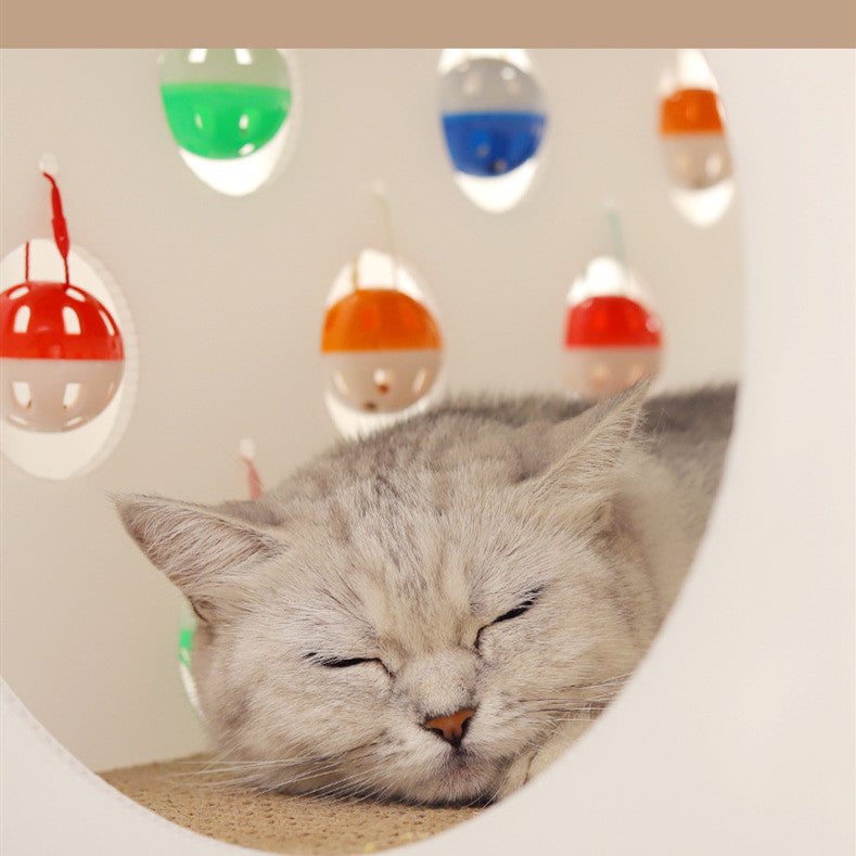 KFX-6974141 Cat Scratch Board with Integrated Nest and Toy Tunnel for Playful Cats