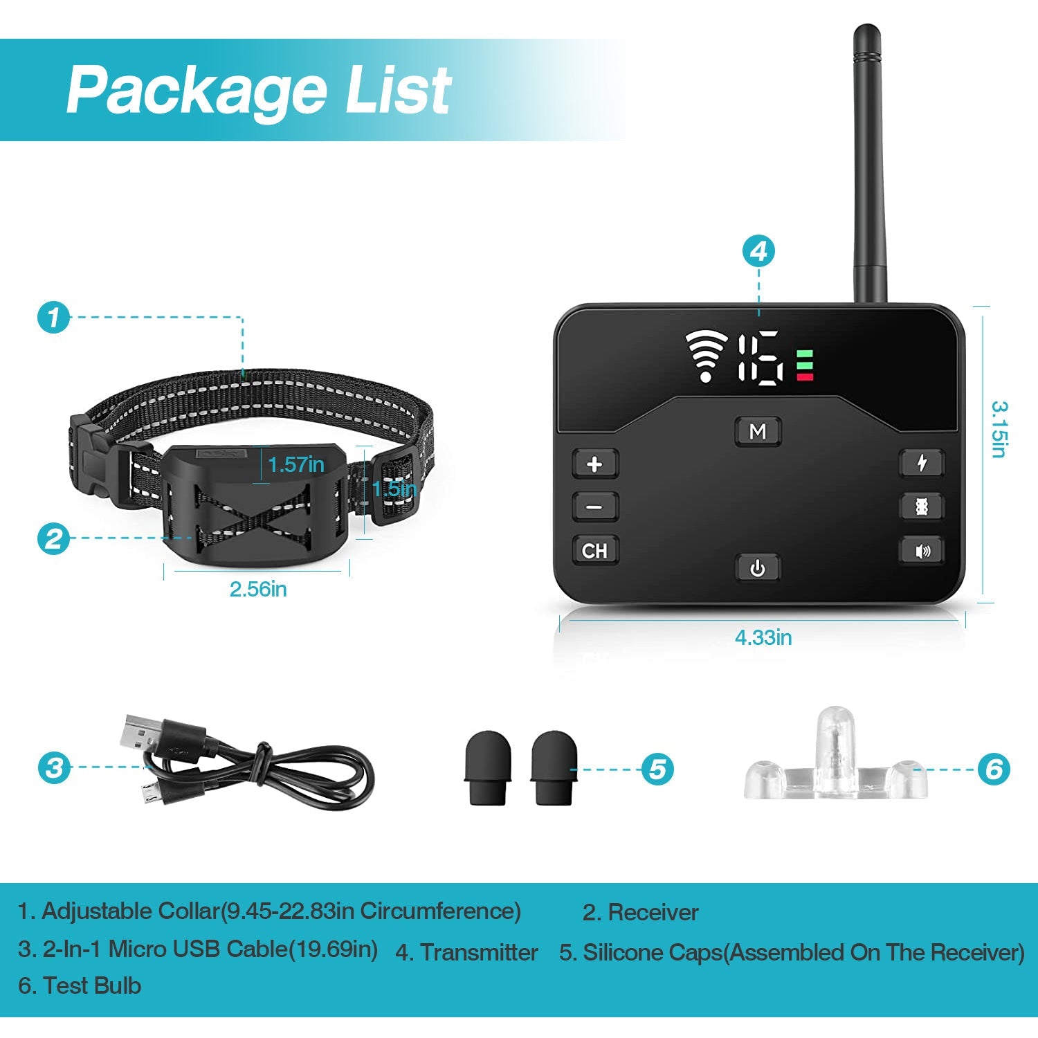 KFX-6974525 Wireless Electric Dog Fence and Training Collar System with Two Receiver Collars for Small to Large Dogs