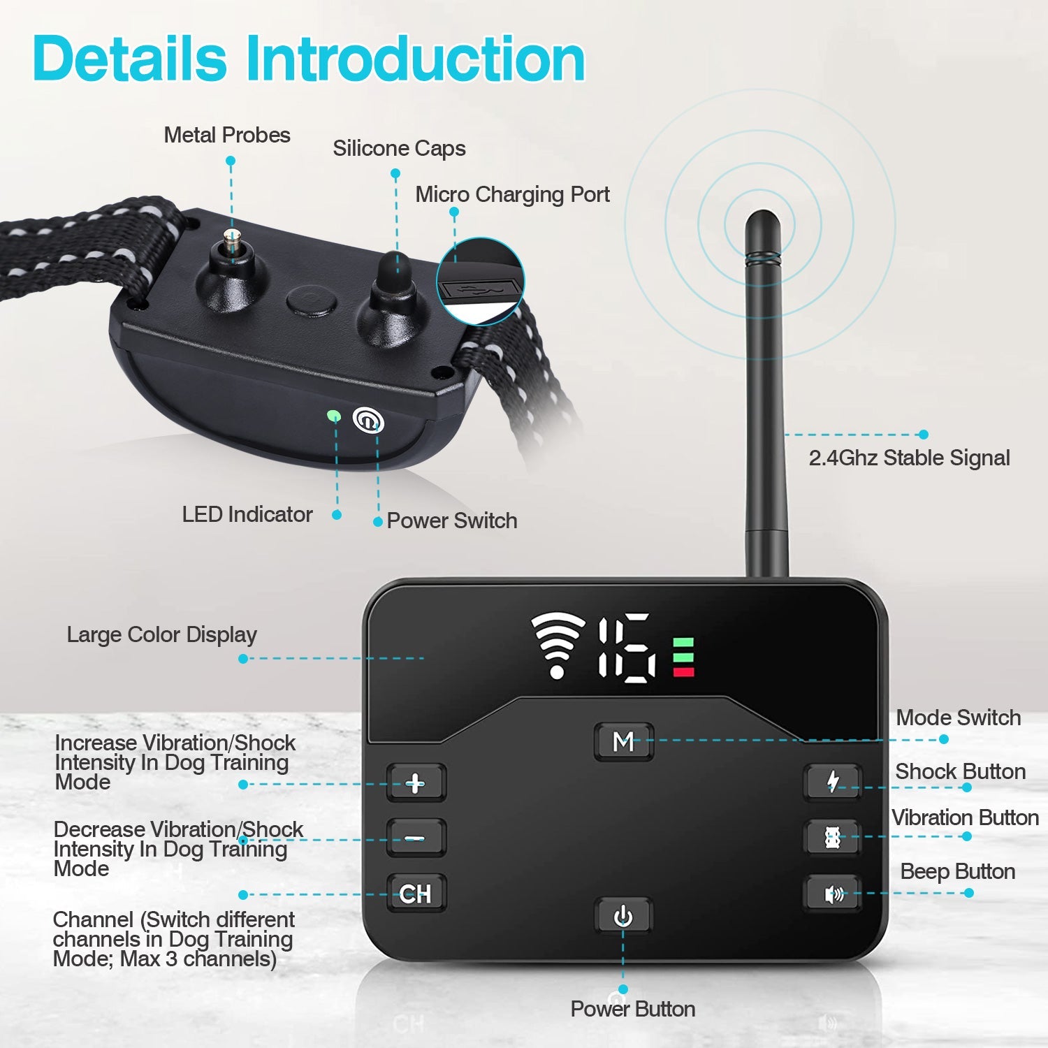KFX-6974525 Wireless Electric Dog Fence and Training Collar System with Two Receiver Collars for Small to Large Dogs