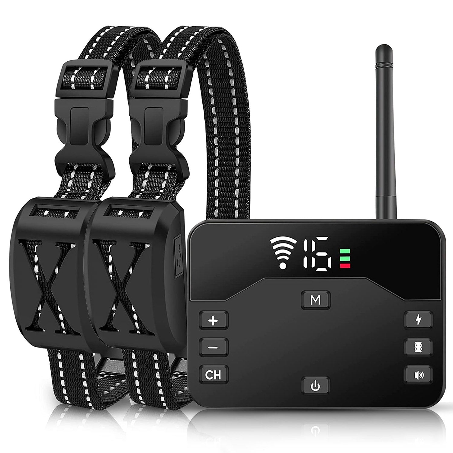 KFX-6974525 Wireless Electric Dog Fence and Training Collar System with Two Receiver Collars for Small to Large Dogs