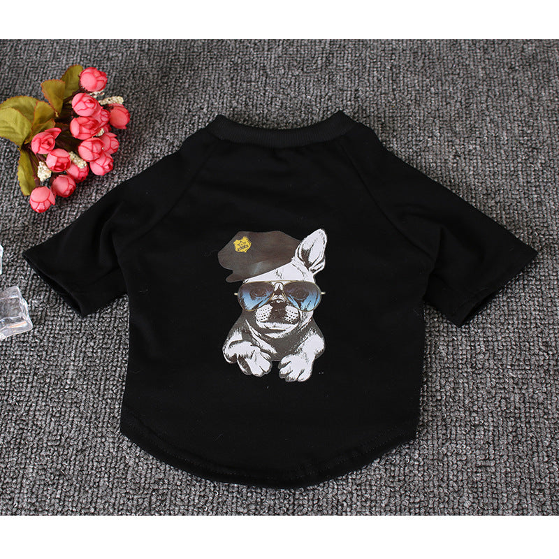 KFX-6974653 Cotton Dog T-Shirt for Pets - Two-Legged Wear in Black and White