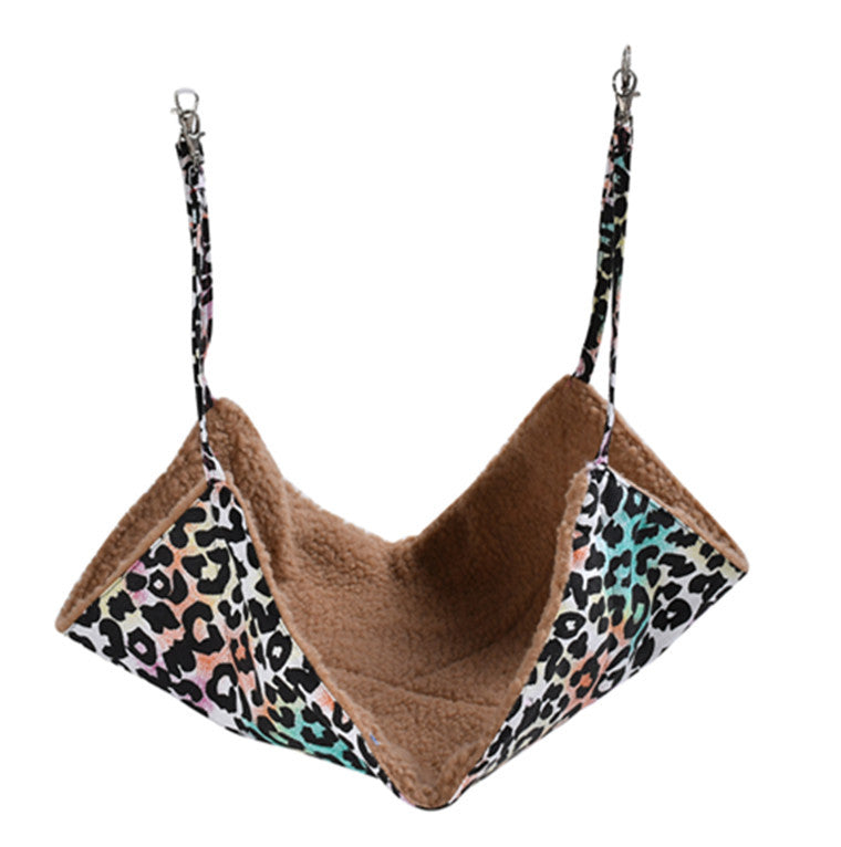 KFX-6976445 Double-Sided Cat Hammock Bed for Cats - Cozy Plush and Canvas Design with Spring Snap Hooks, Fits Under Furniture